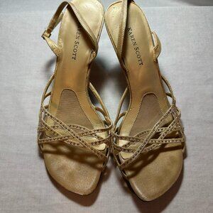 gold straps with rhine stones sandals by karen scott size 7